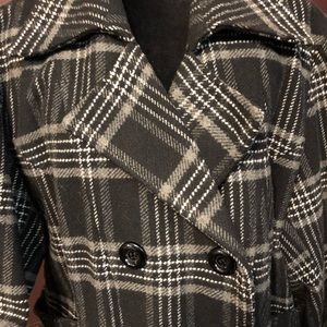 Fashion Bug Women’s Plaid Pea Coat - 3X Black/Grey